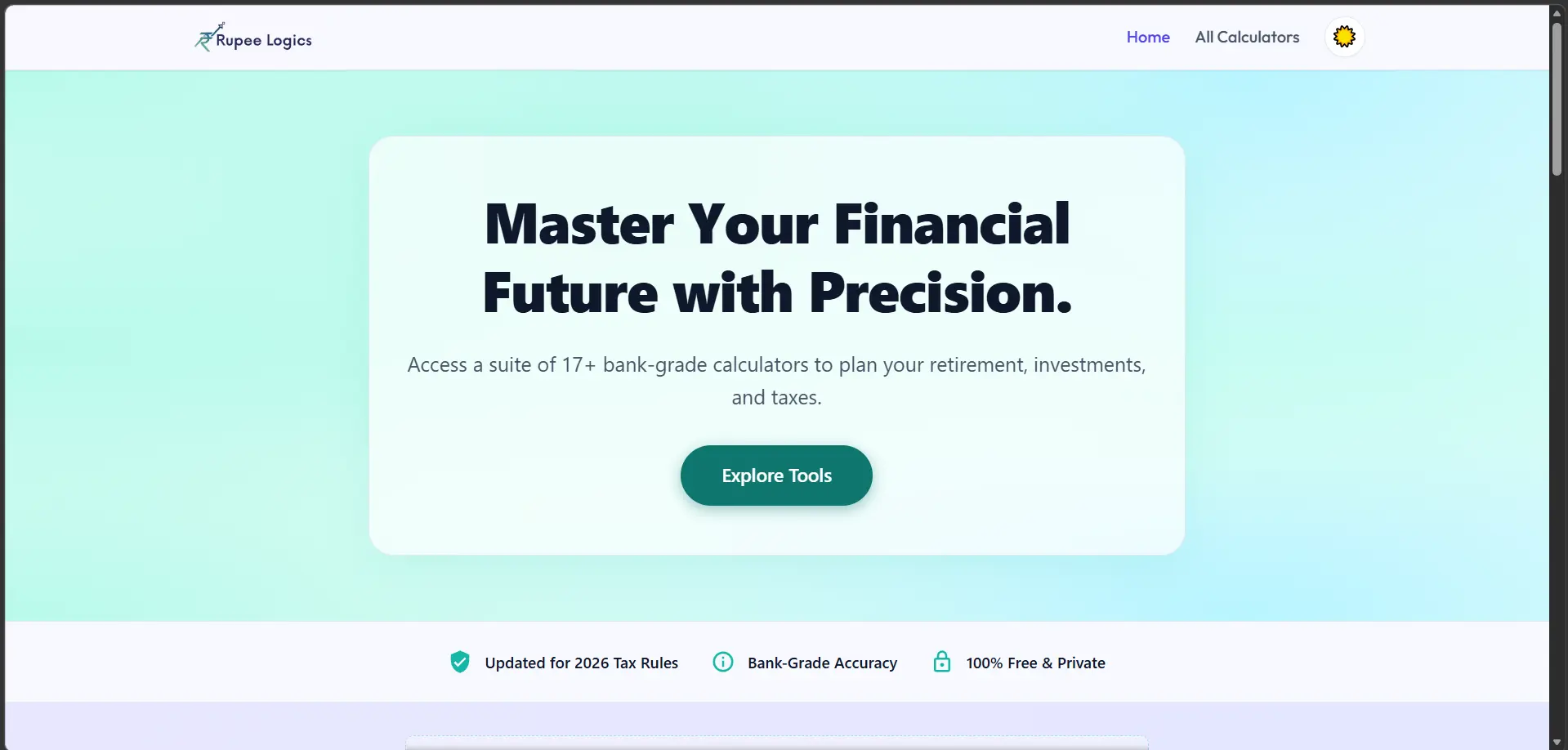 Rupee Logics Application Dashboard Homepage 1